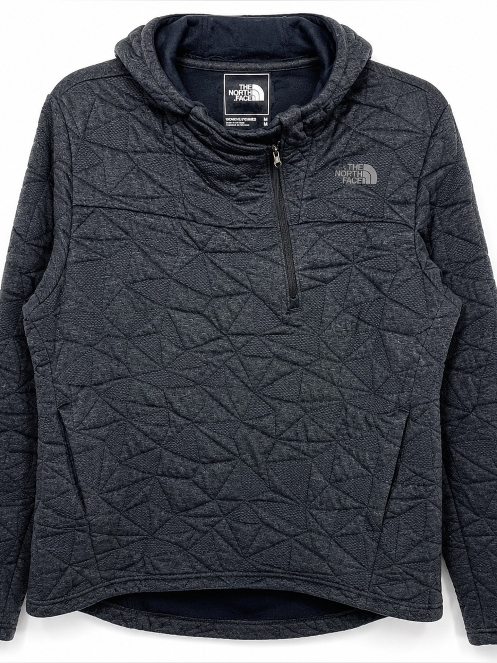 The North Face Women’s M Quilted Hooded Half Zip Pullover Charcoal Gray Medium